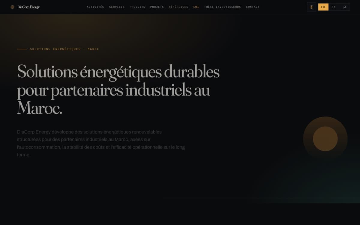 DiaCorp Energy — Solutions énergétiques industrielles